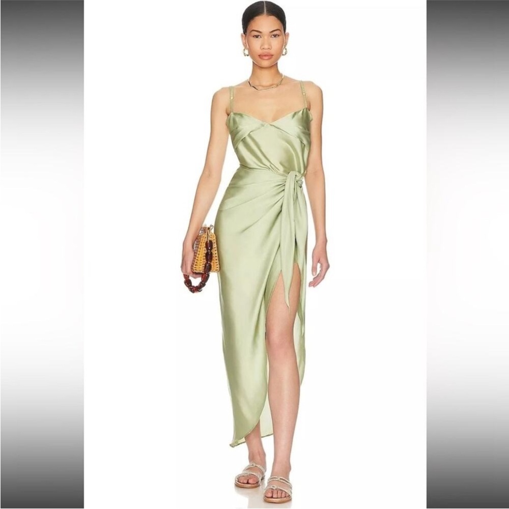BAOBAB Selma Midi Dress in Grape Green Womens Satin Cocktail